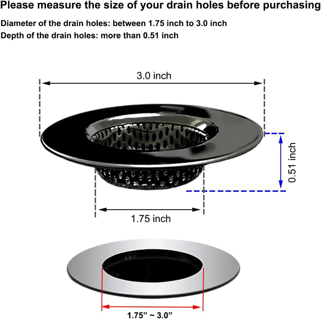 1.75" Bathtub Drain Strainers, Shower Drain Hair Catchers, Stainless Steel Drain Filter Cover for