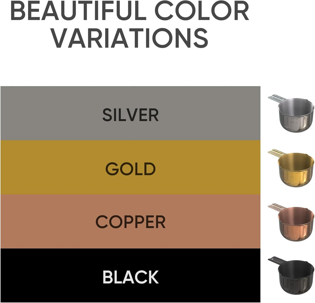 Color Up 2 Cup Measuring Cup, 480ml Stainless Steel Metal, Easy-Pour Spouts, Engraved Markings