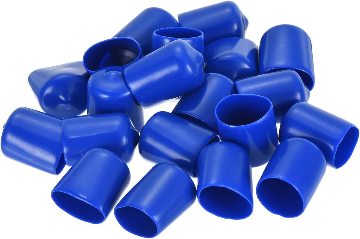uxcell 20pcs Rubber End Caps 15mm ID Vinyl Round Tube Bolt Cap Cover Screw Thread Protectors Blue