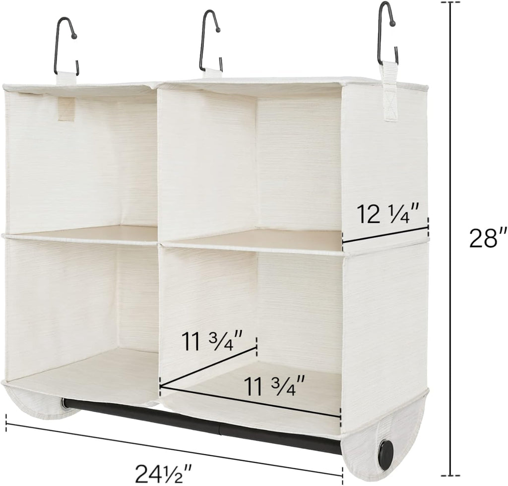 StorageWorks Hanging Closet Organizer with Metal Rod, 4-Section Closet Organizers and Storage