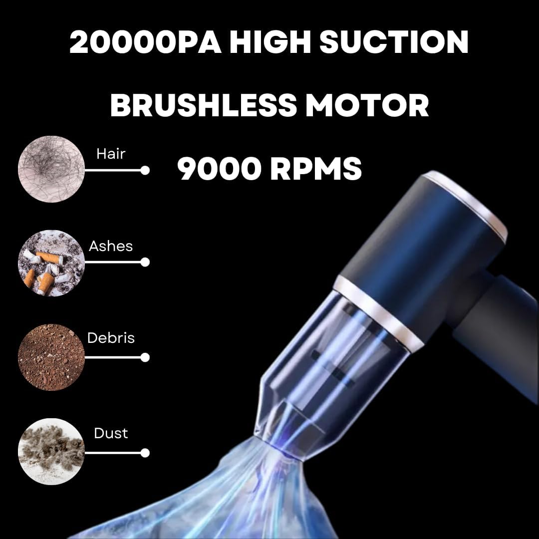 Car Vacuum Handheld 20000 PA 4in1 Cordless Rechargeable Multi-Functional Compact Powerful Suction
