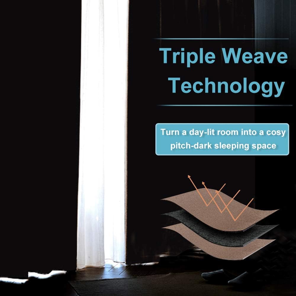 RYB HOME Blackout Curtains for Kitchen, Over Sink Privacy Curtains Window Decor, Thermal Insulating