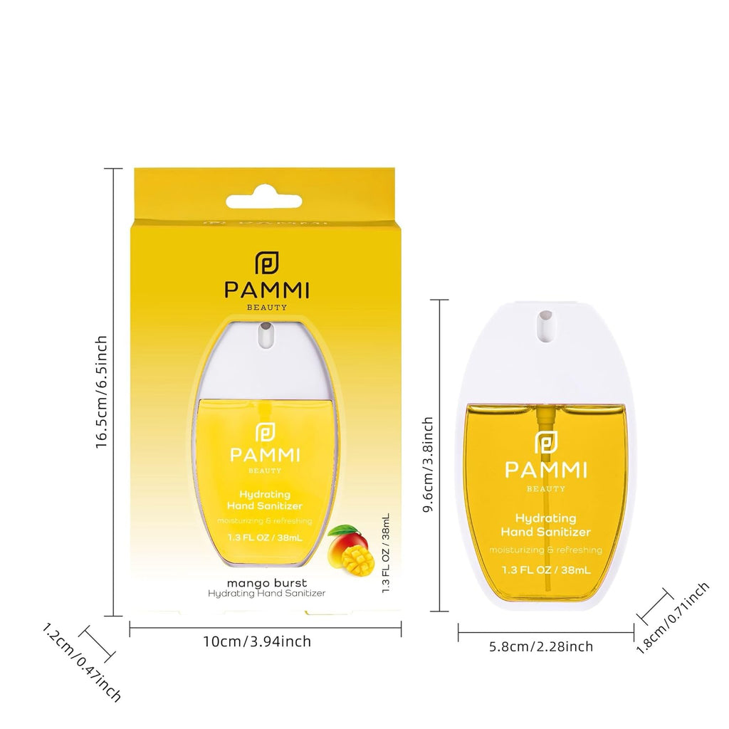 PAMMI Power Mist Hydrating Hand Sanitizer Spray, Portable Travel Size Pocket Hand Sanitizer