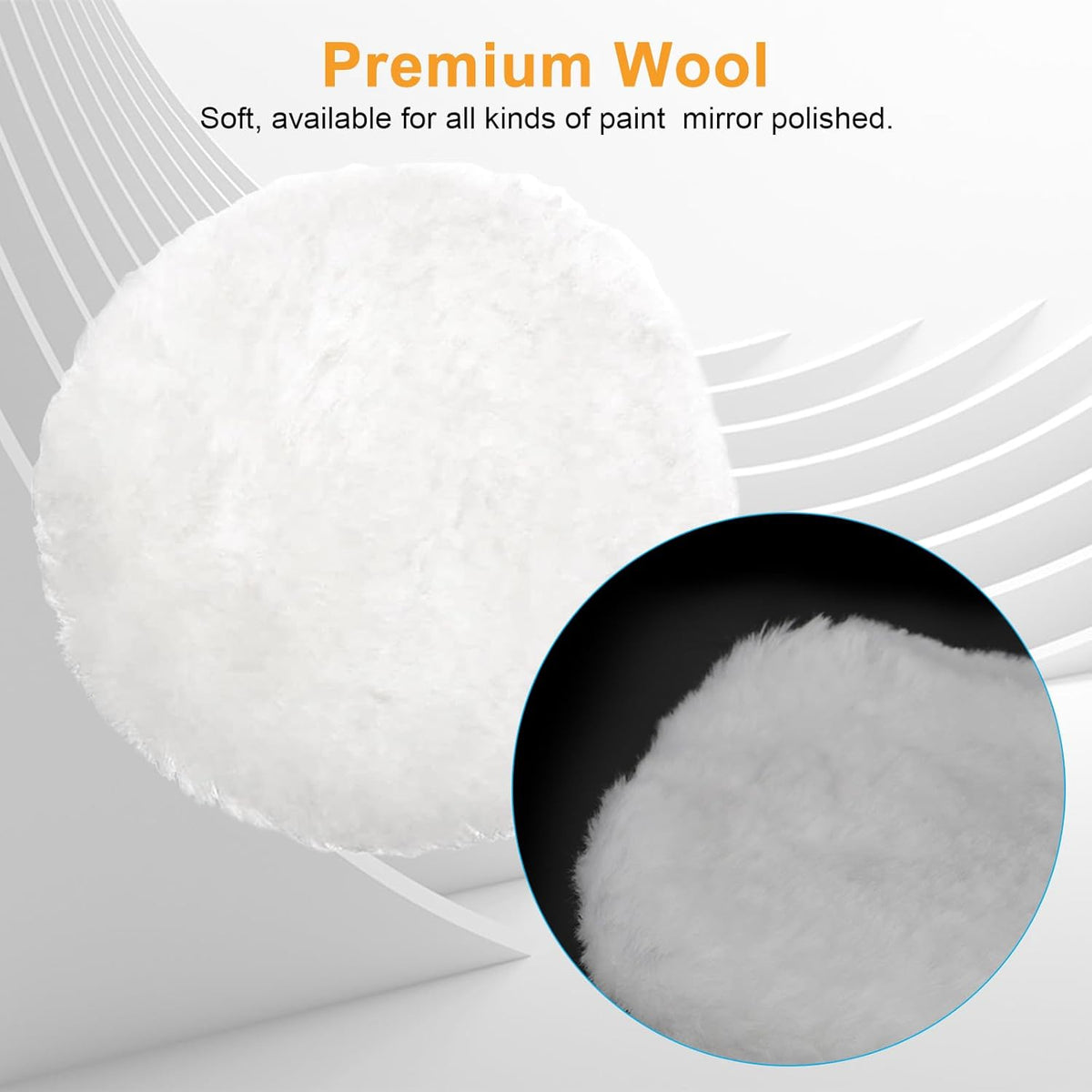 Linkstyle 6PCS 7 Inch Wool Buffing Pads Kit, Lambs Wool Polishing Bonnet Pads with Drawstring