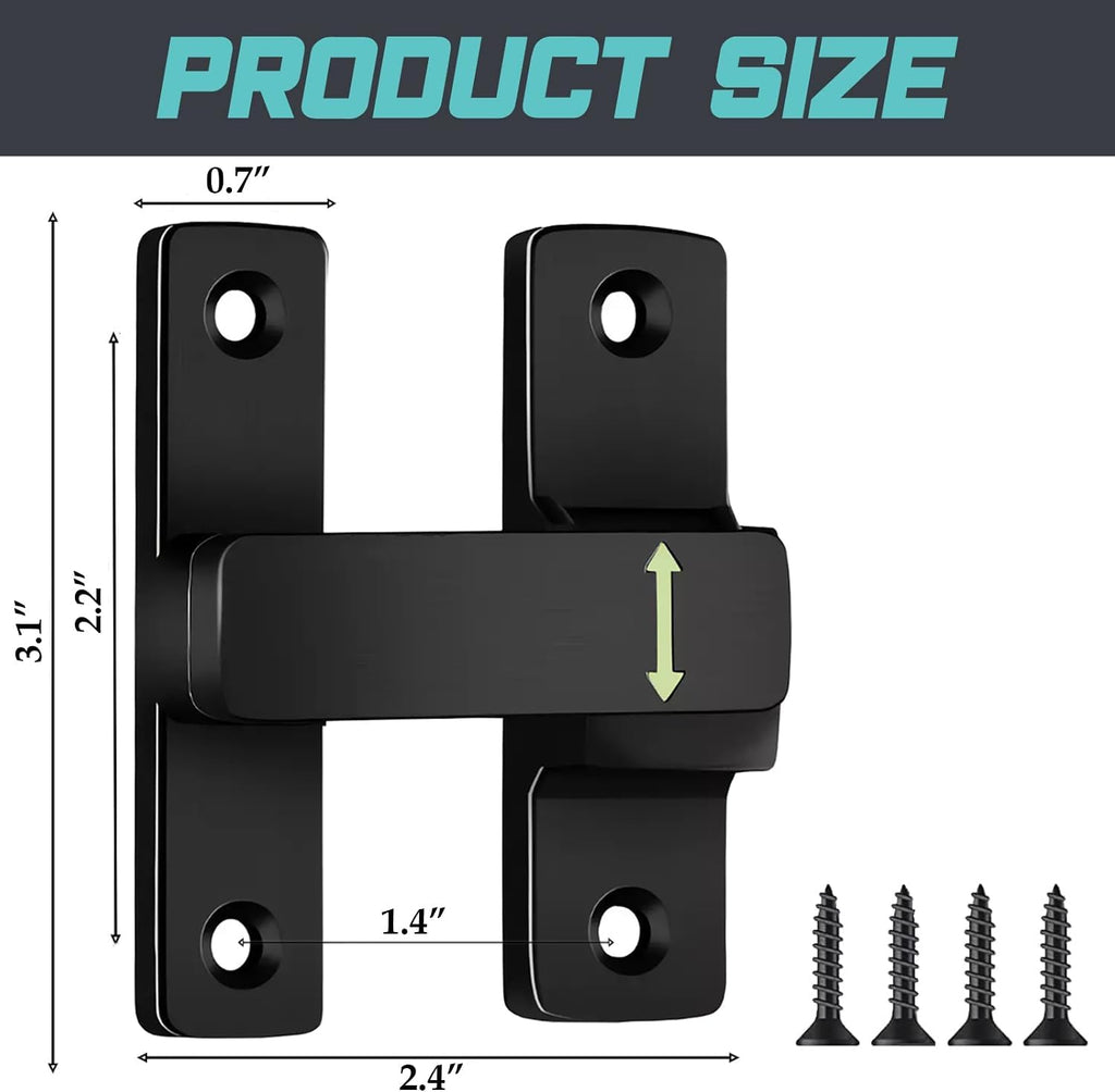 90/180 Degree Barn Door Lock, Small Flip Gate Latches Protect Privacy Sliding Door Latch Lock for