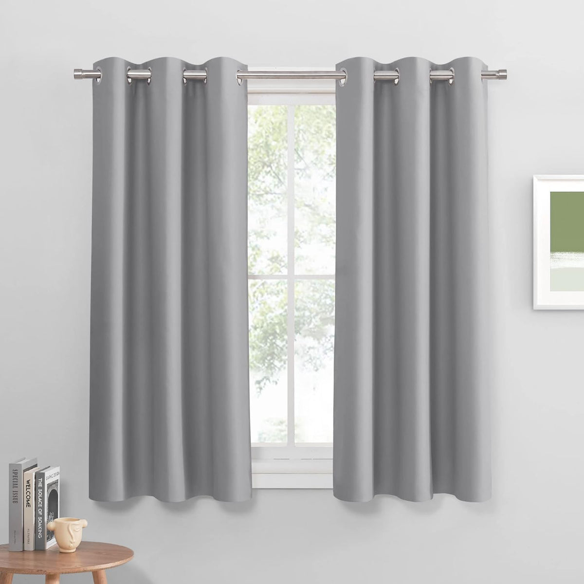 PONY DANCE Sliver Grey Blackout Curtains 42x60 Inches for Bedroom - 2 Panels Room Darkening