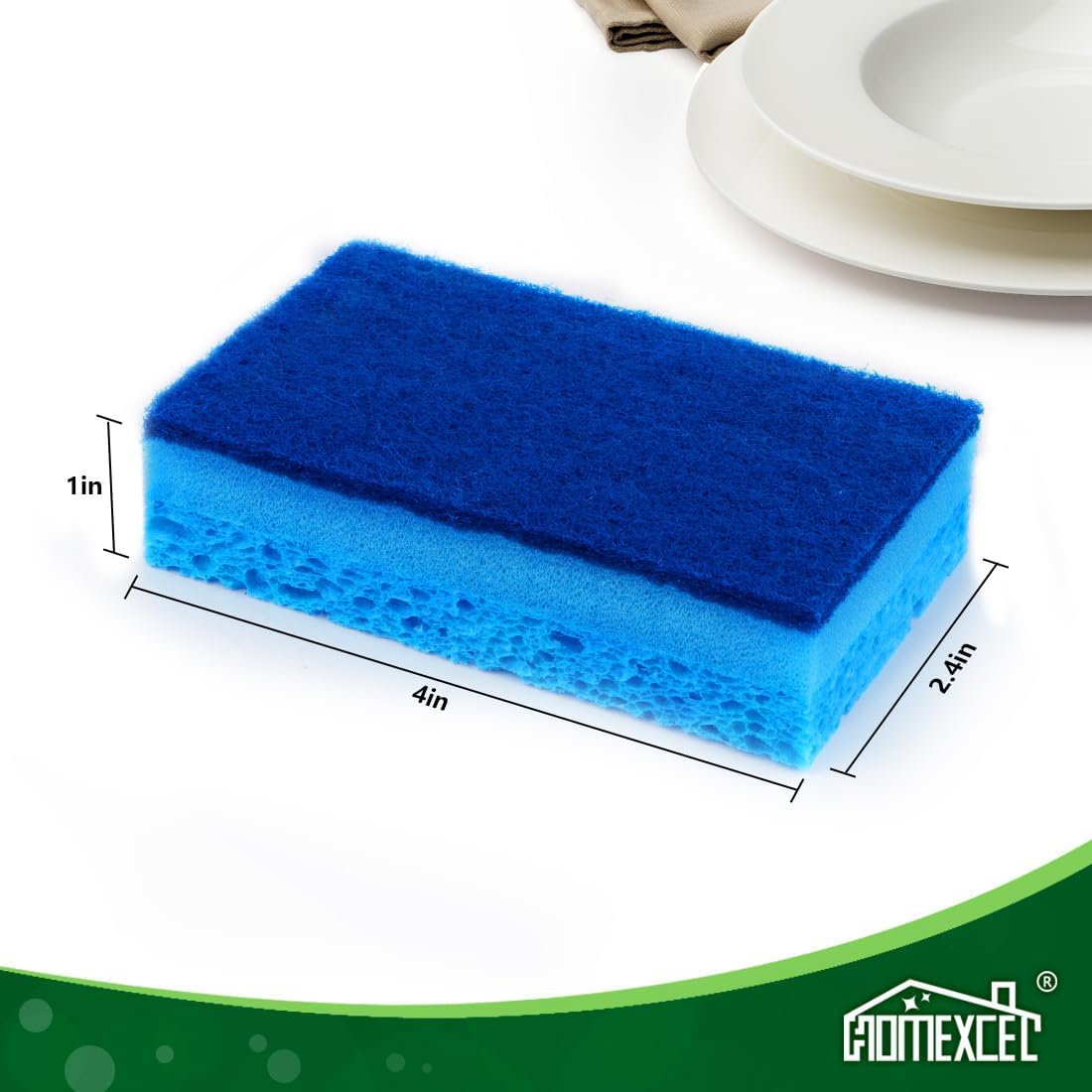 HOMEXCEL Sponges Kitchen 6pcs, Non-Scratch Sponges for Dishes, Scrub Cleaning Sponge Safe on