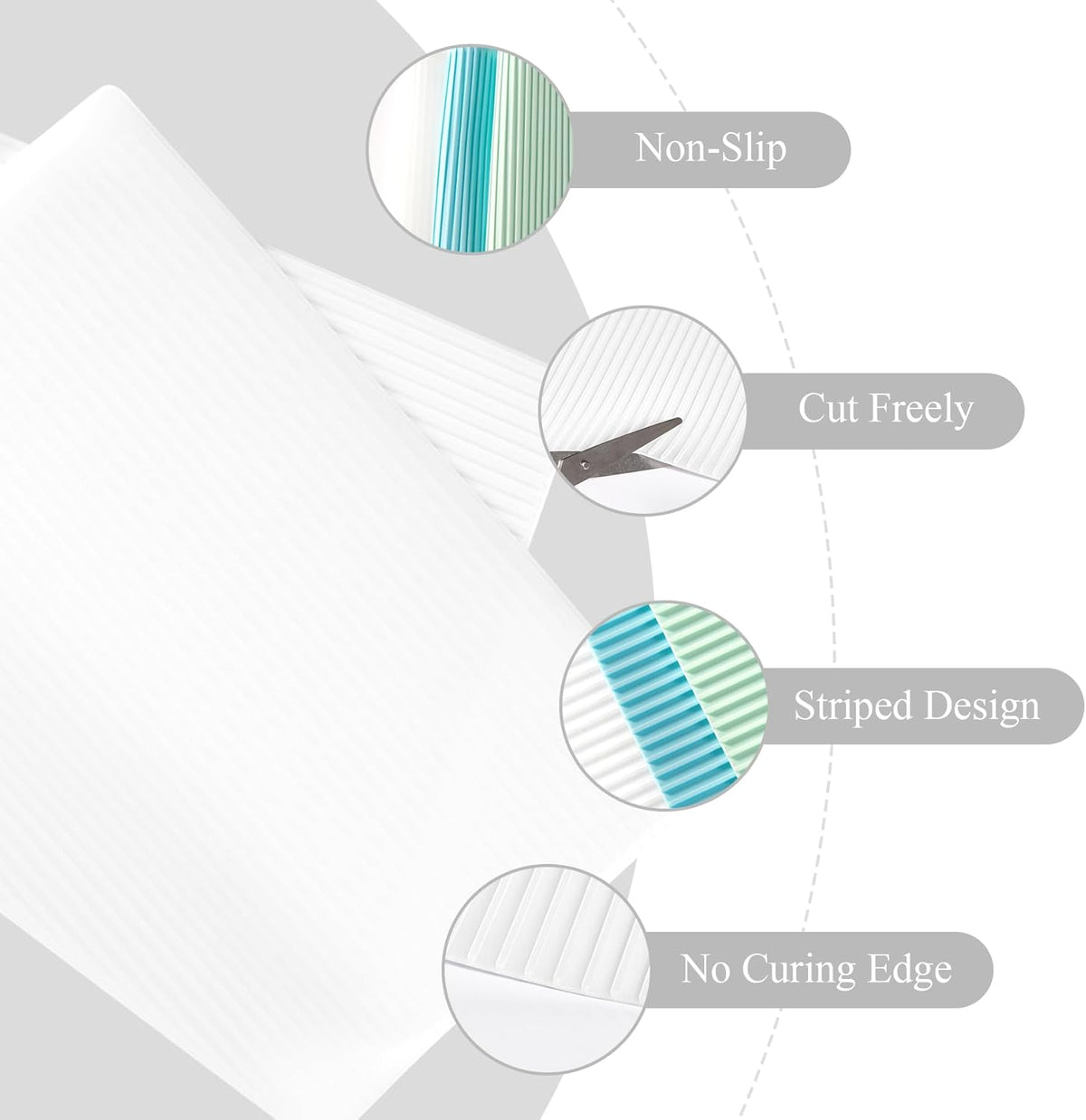 Non-Slip Silicone Refrigerator Liners for Shelves, Reusable Washable Fridge Shelf Drawer Liners