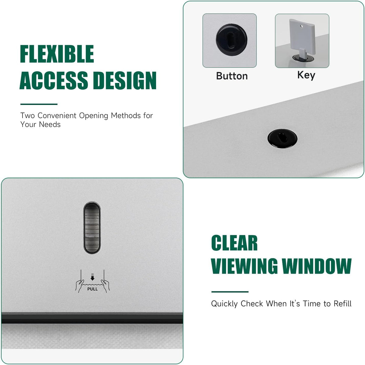 Wall-Mounted Paper Towel Dispenser – Fits Tri-Fold Towels up to 10x3.1 Inches, Holds 200 Sheets