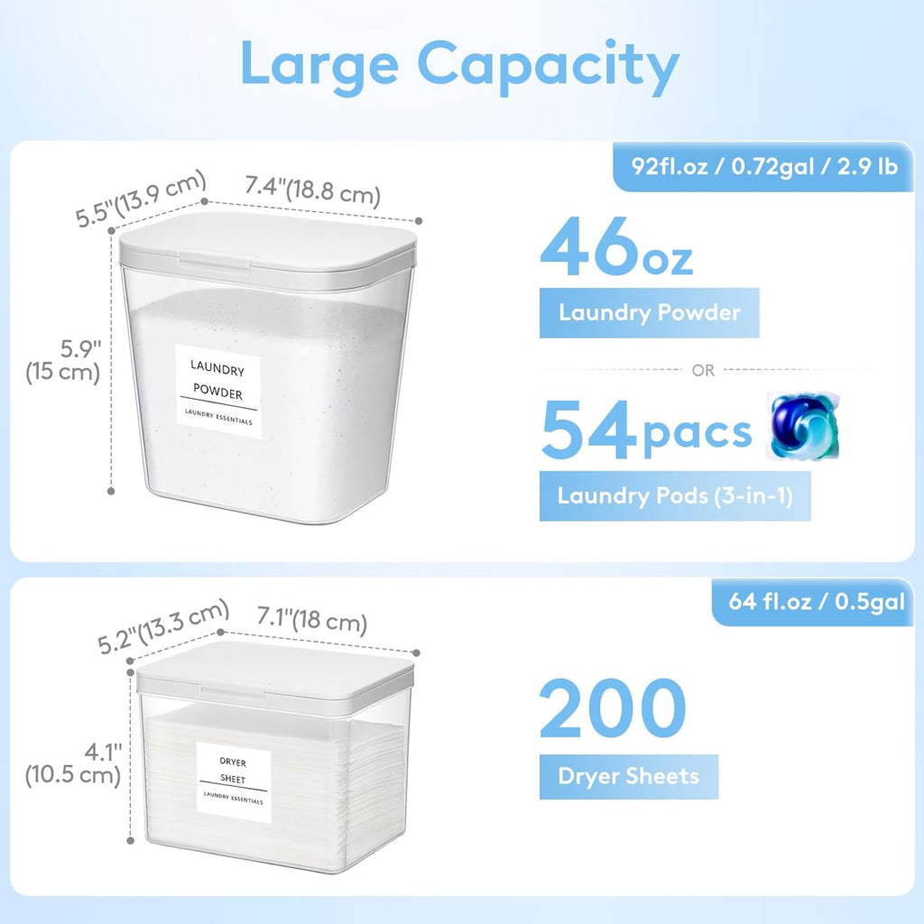 Lifewit 3+1 Laundry Pods Container & Dryer Sheet Holder, Large Powder Detergent Dispenser Storage