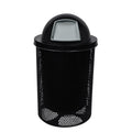 COATEDOUTDOORFURNITURE RDT-P-BLK Heavy Duty Round Trash Receptacle with Dome Top, Liner Included