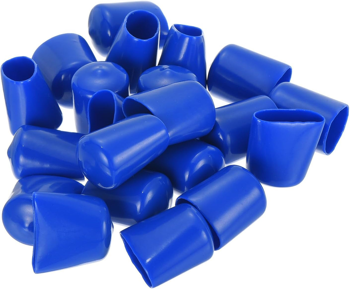 uxcell 20pcs Rubber End Caps 20mm ID Vinyl Round Tube Bolt Cap Cover Screw Thread Protectors Blue