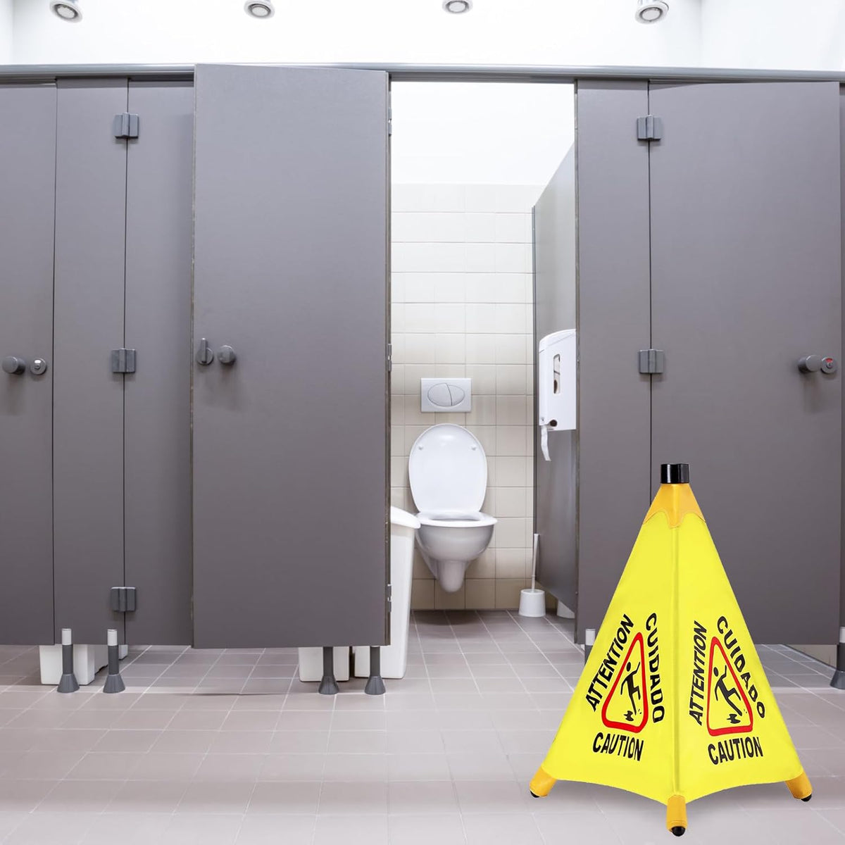 2 Pcs Pop up Wet Floor Sign with Storage Tube 20 Inch Wet Safety Signs Commercial Caution Safety