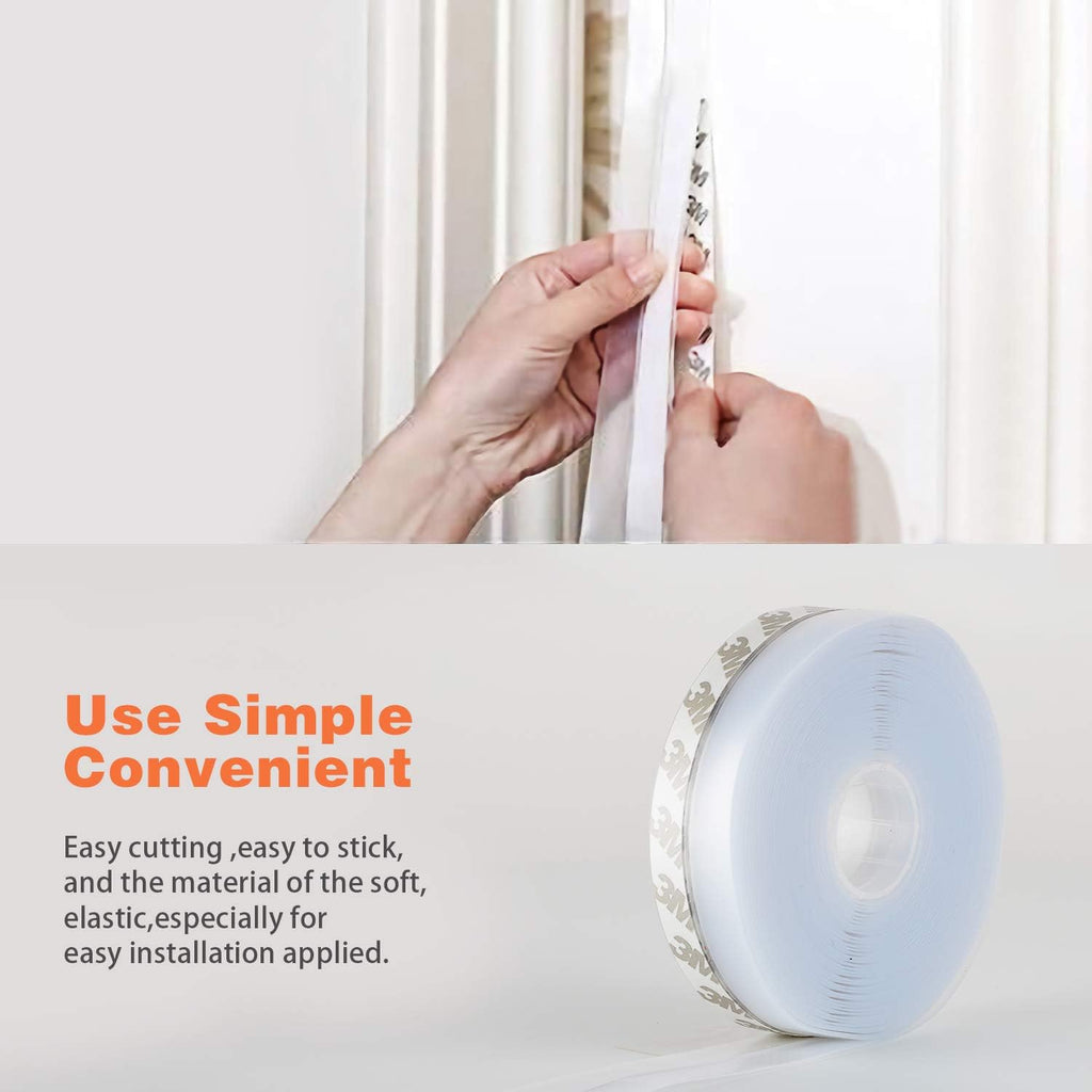 26 Feet Silicone Seal Strip, Transparent, 60MM - Door & Window Seal, Draft Stopper, Adhesive Tape