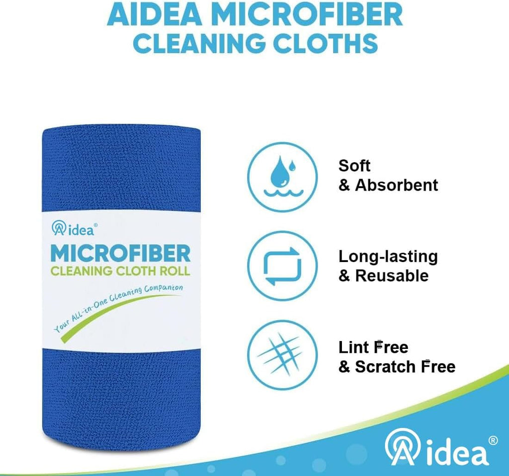 AIDEA Microfiber Cleaning Cloth 165 Sheets 3 Roll, Microfiber Towels for Cars, Shop Rags Washable
