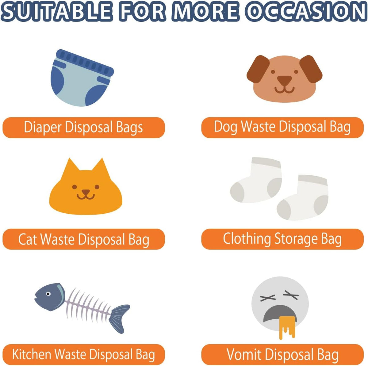 Odor Sealing Disposable Diaper Bags, 150 Count, Blue, Large Capacity, Unscented Diaper Trash Bags