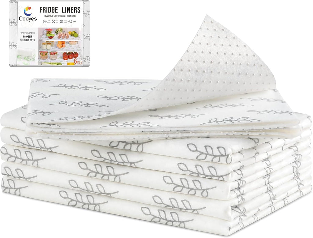 Cooyes Refrigerator Drawer Liners, Premium Absorbent Fridge bin Liners Non-Slip Washable, 12" x 24"