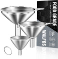 WALFOS Mini Stainless Steel Funnels, Multi-use Small Kitchen Funnel Set, for Transferring Liquid