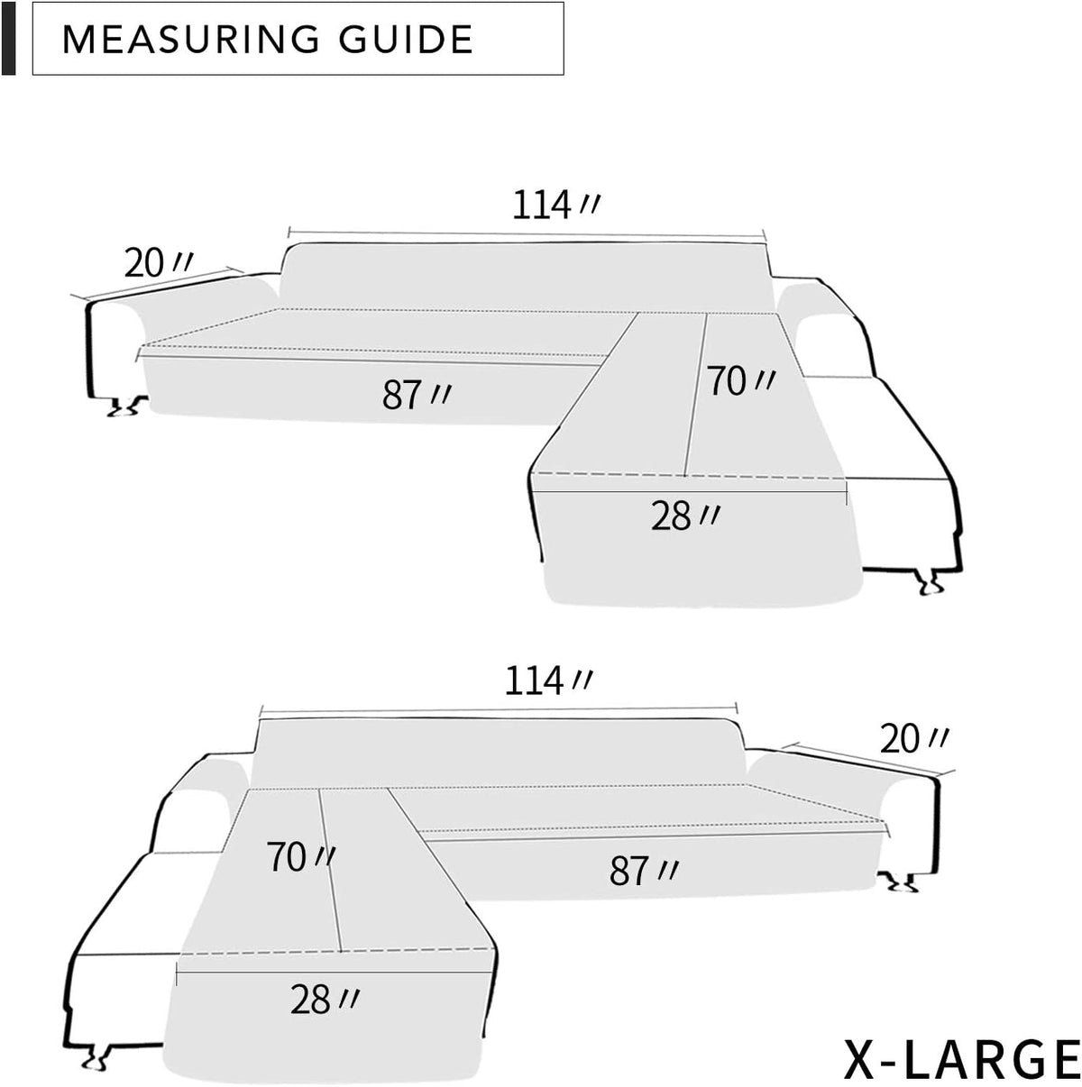 Easy-Going L Shape Sofa Cover - Chaise Lounge Slip Cover Reversible Sofa Protector for Pets, Kids &
