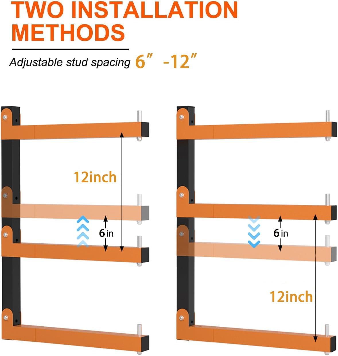 Lumber Storage Rack Wall-Mounted Lumber Racks Heavy Duty Wood Storage Rack with 9-Level Holds Up