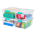 IRIS USA Storage Bins with Lids |Made in USA| 12 Qt - (4-Pack) - Clear