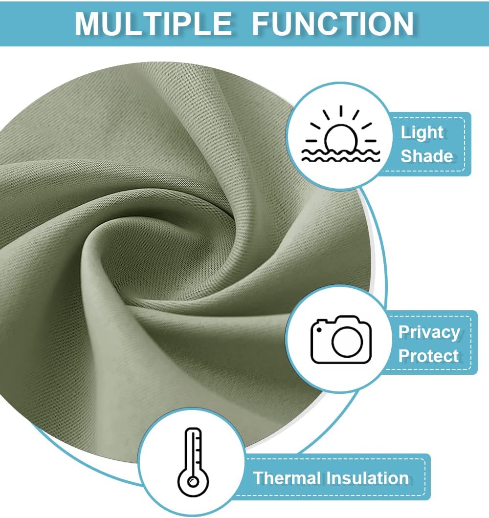 RYB HOME Short Curtains 45 inch 2 Panels Set, Room Darkening Small Window Drapes Thermal Insulated
