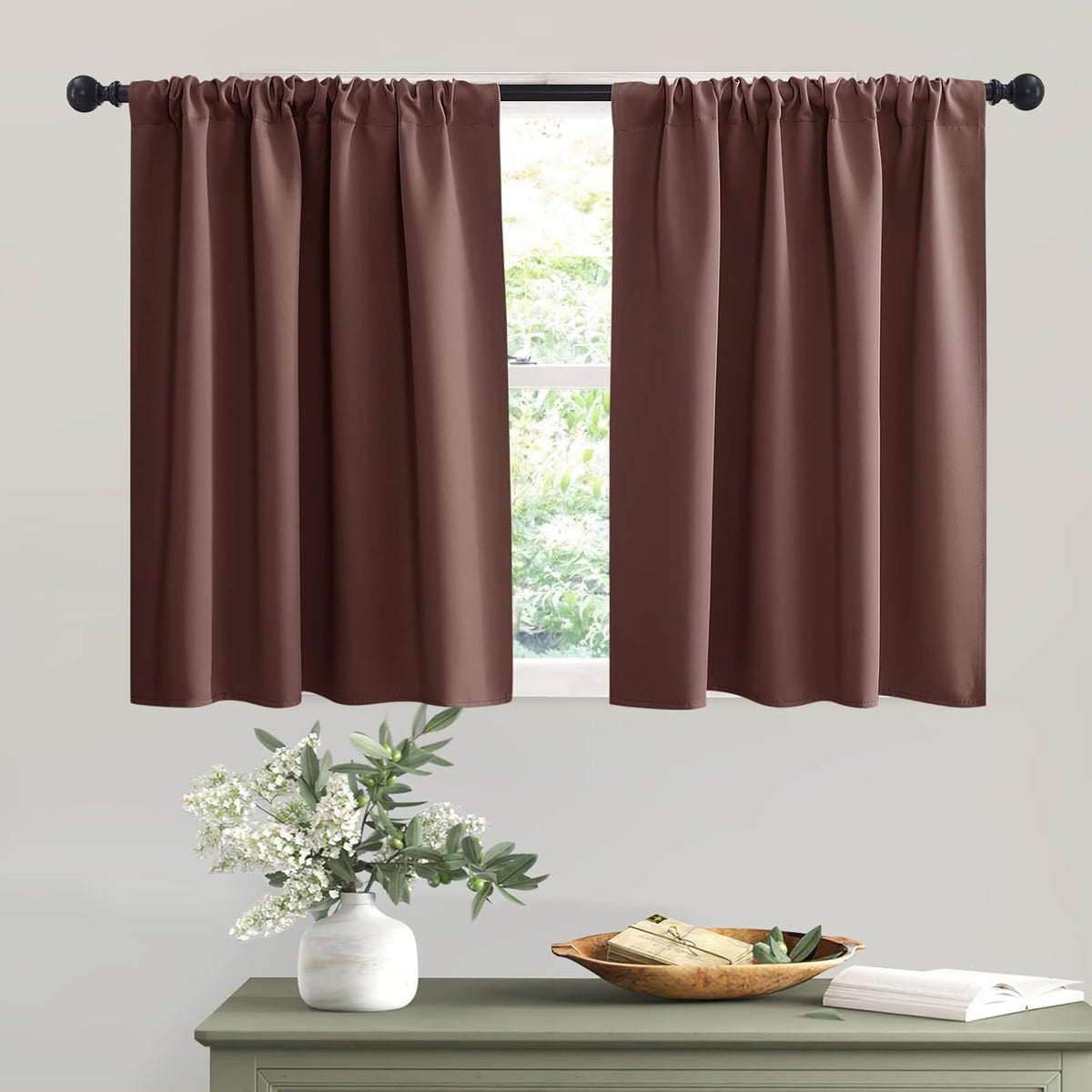 RYB HOME Rod Pocket Blackout Curtains for Bedroom Kitchen Living Room Office Light Block Energy