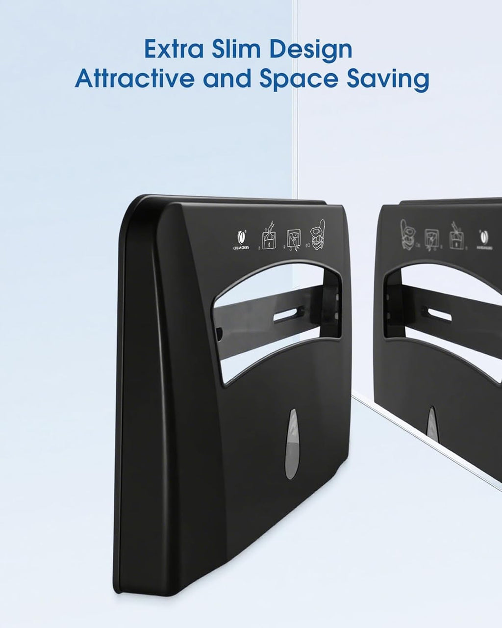 Toilet Seat Cover Dispenser (2-Pcs), Wall Mounted Compatible with Half-fold, CHUANGDIAN, Dark Grey