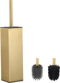 BVL Toilet Brush and Hoder Set Brushed Gold Freestanding for Bathroom