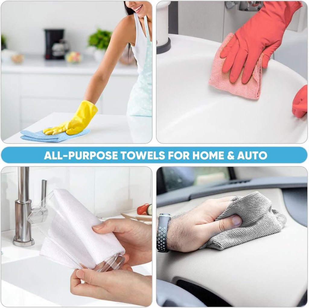 AIDEA Microfiber Cleaning Cloth Roll, 55 Sheets, Pink Towel, Microfiber Towels for Cars, Reusable
