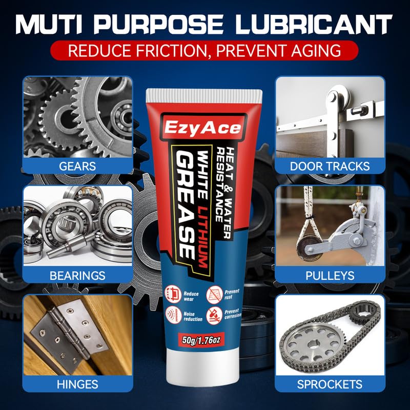 White Lithium Grease, Garage Door Lubricant, Multi-Purpose Bike Grease for Hinges, Bearings, Gears