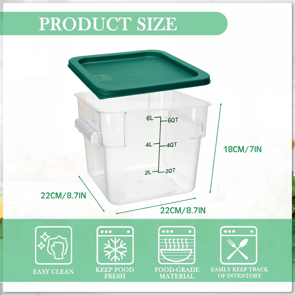 Lallisa 8 Pack 6 Qt Commercial Food Storage Containers with Lids Square Food Storage Container