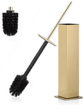 BVL Toilet Brush and Holder Set Gold Stainless Steel 304 Square Freestanding Toilet Brush for