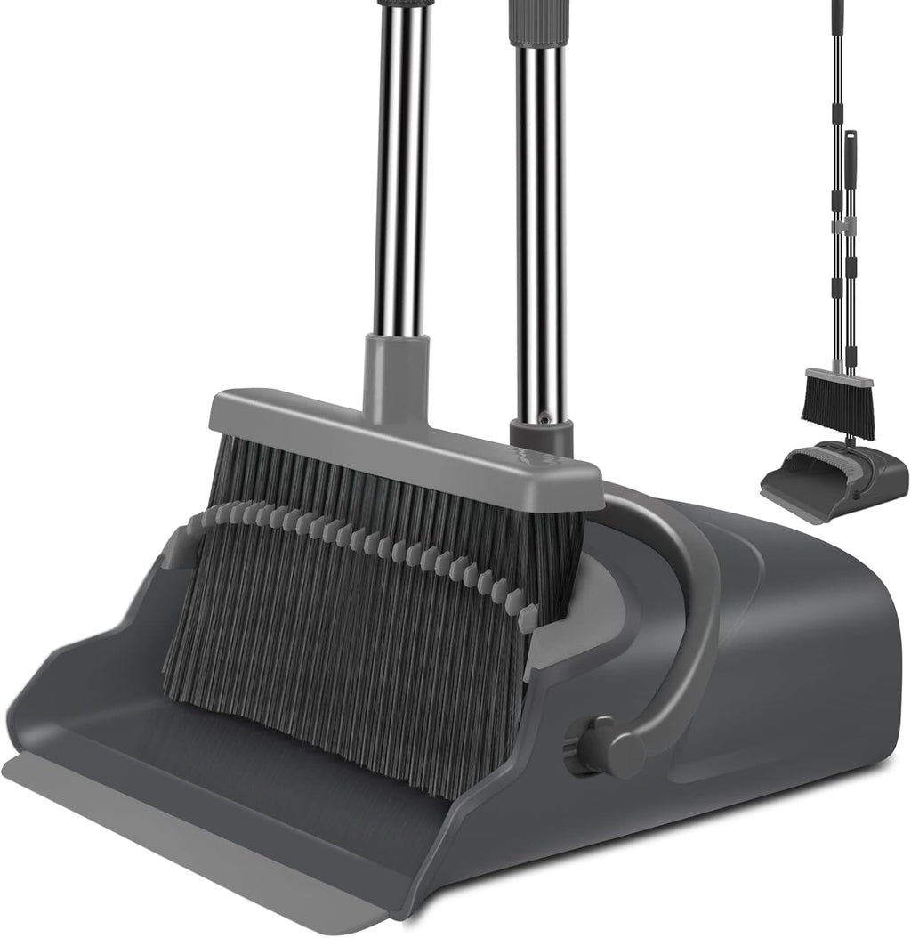 kelamayi Broom and Dustpan Set for Home, Office, Indoor&Outdoor Sweeping, Stand Up Broom and