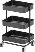 3 Tier Modern Metal Rolling Tool Cart with Silent Casters, 15.35x11.81x23.74 inch Heavy Duty