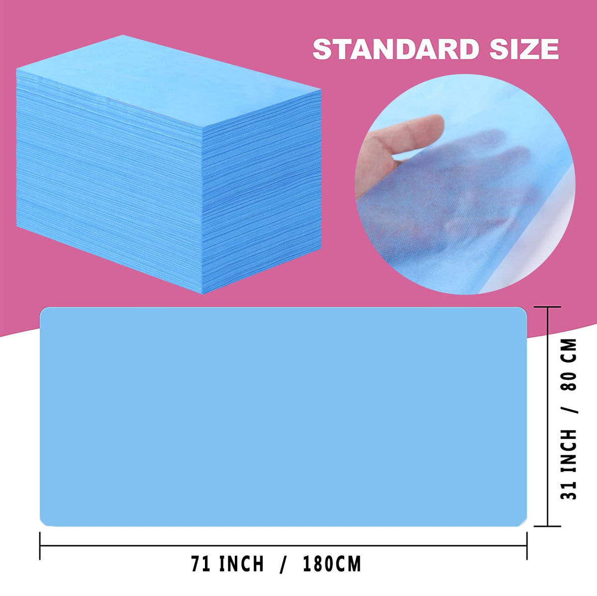 100 Pcs Disposable Bed Sheets 31" x 71" Massage Table Sheets Non Woven Fabric SPA Bed Cover
