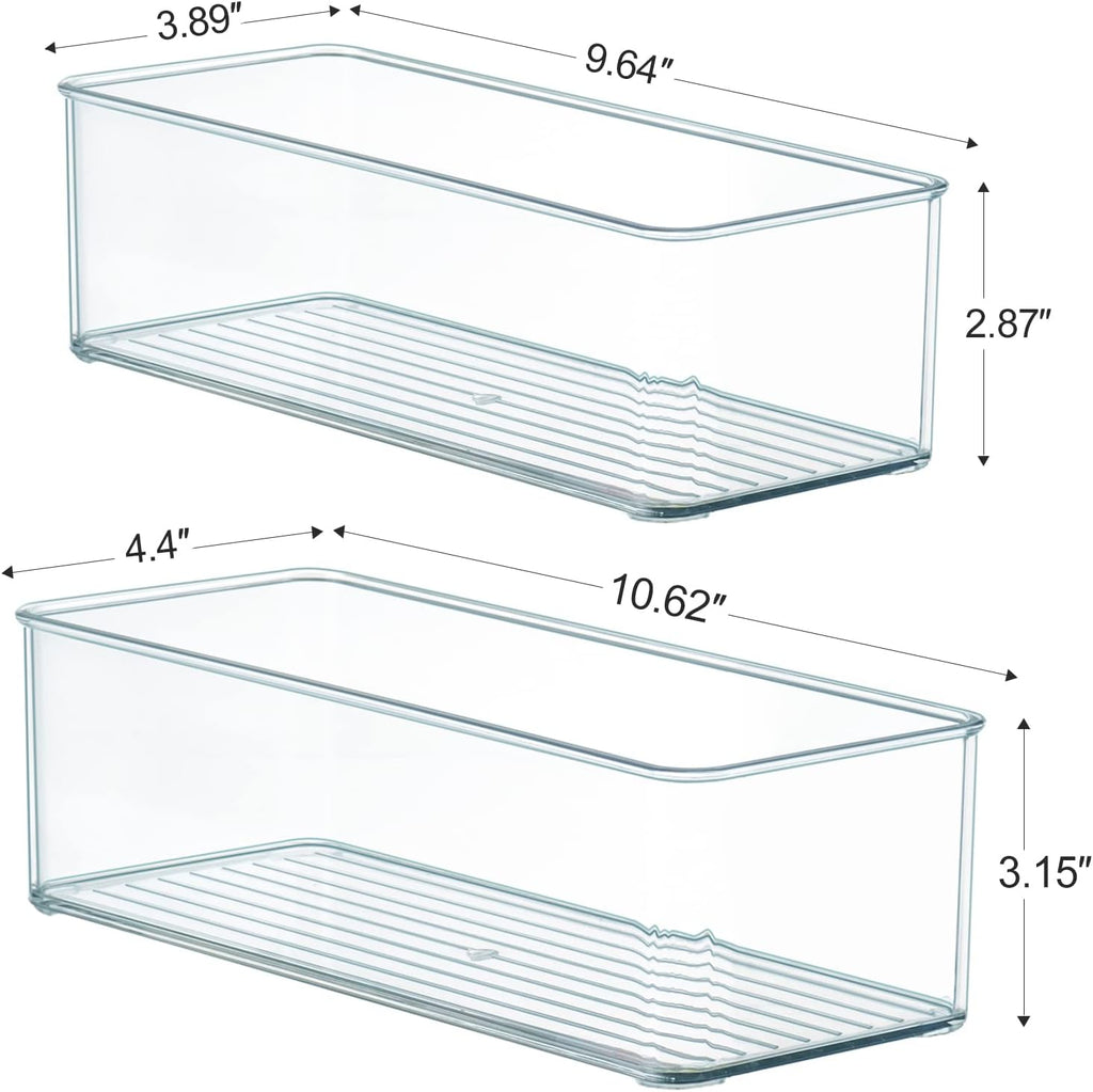 Hudgan 8 Pack Clear Plastic Drawer Organizers Set, Stackable Deep Drawer Organizer for Makeup