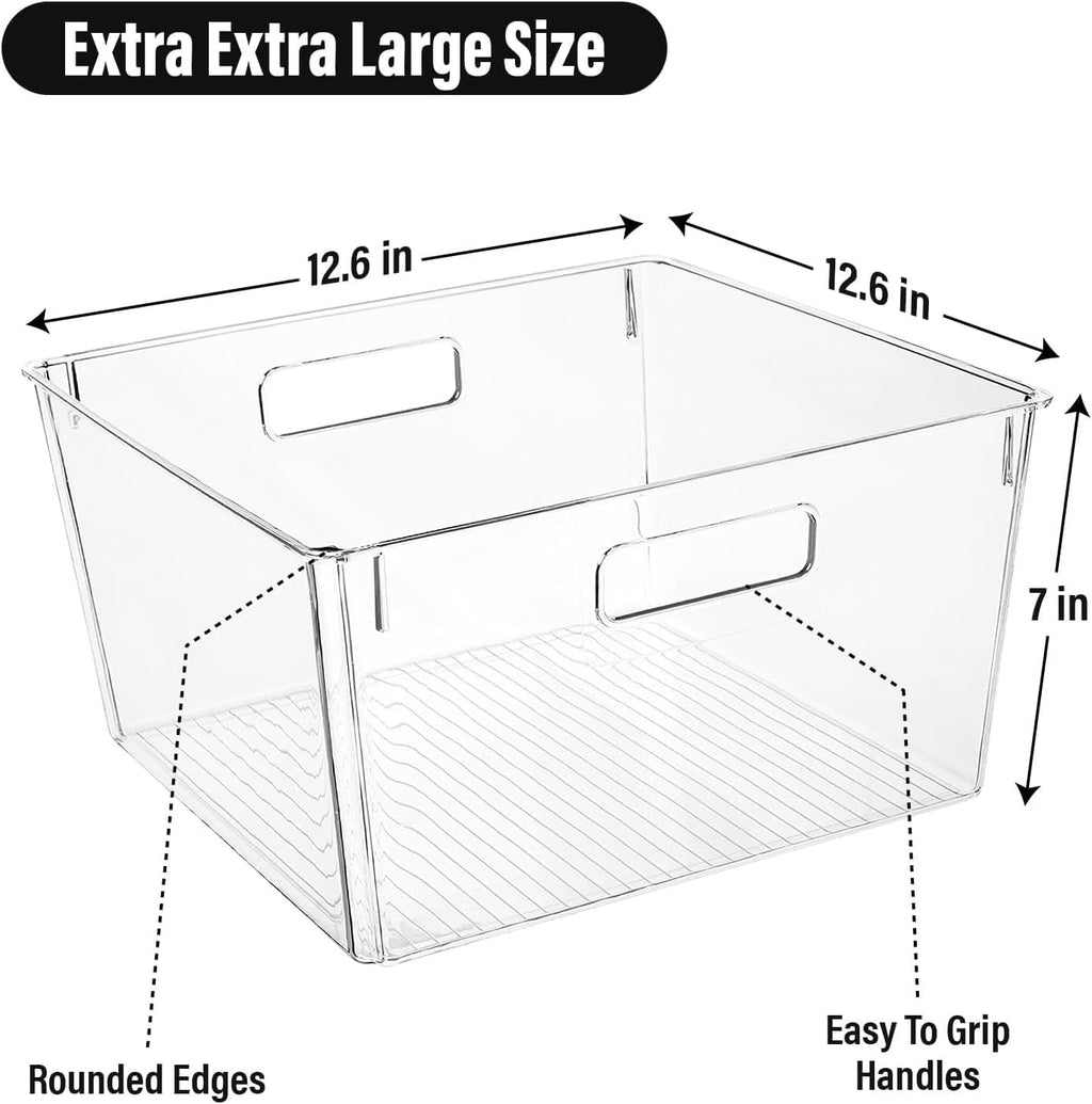 Clear Extra Large Plastic Storage Bins, Perfect for Pantry Organizers and Storage Containers Fridge