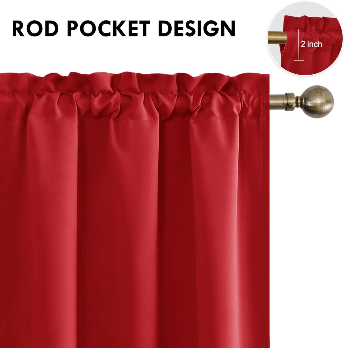 DWCN Christmas Red Blackout Curtains for Bedroom –Rod Pocket Thermal Insulated Room Darkening