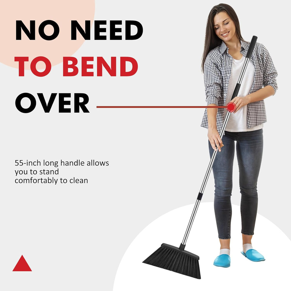 NACENA Heavy Duty Broom, 55 Inch Long Handle Outdoor Large Angle Brooms, Commercial Broom for