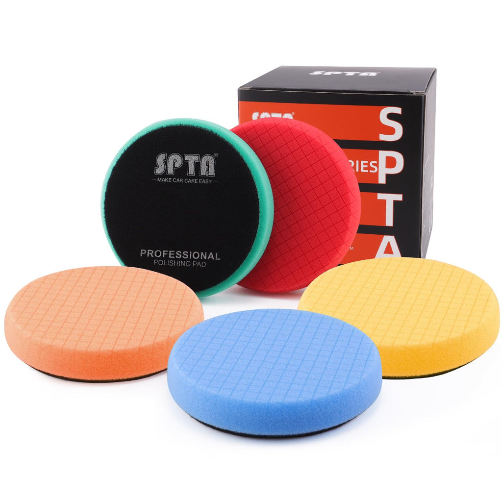 Buffing Polishing Pads, SPTA 5Pc 3.5 Inch Face for 3 Inch 76mm Backing Plate Compound Buffing