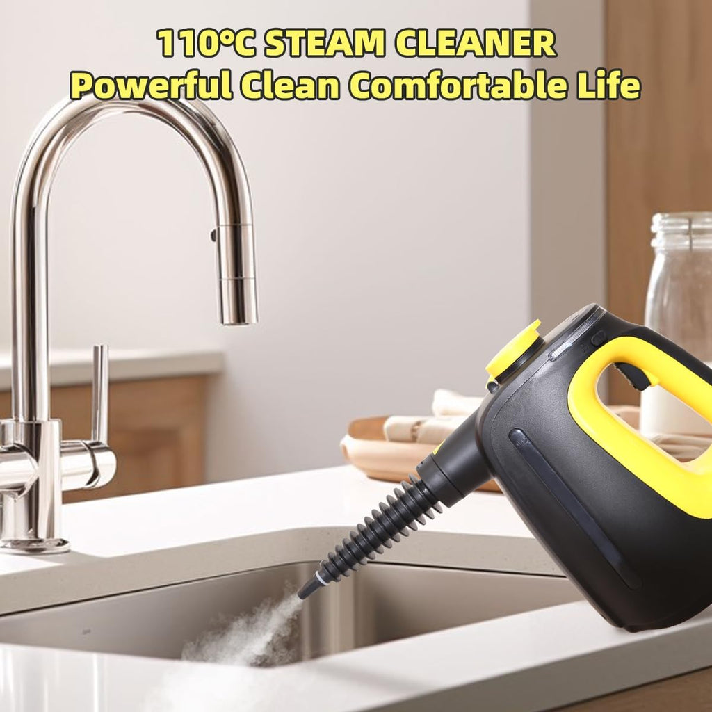 Handheld Steam Cleaner 1350W High Power with 9 Piece with Safety Lock Multi-Purpose Steamer for