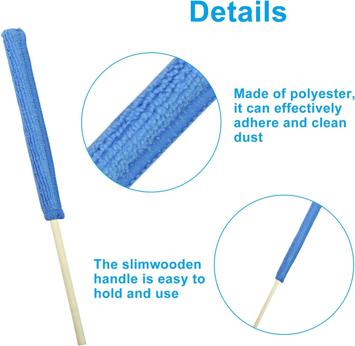 12 Pack Microfiber Detail Duster Sticks, Mini Dusters for Cleaning, Fan Cleaning Brush, Blinds