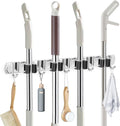 IMILLET Broom Holder Wall Mounted, Stainless Steel Broom Mop Holder Self Adhesive Heavy Duty Hooks