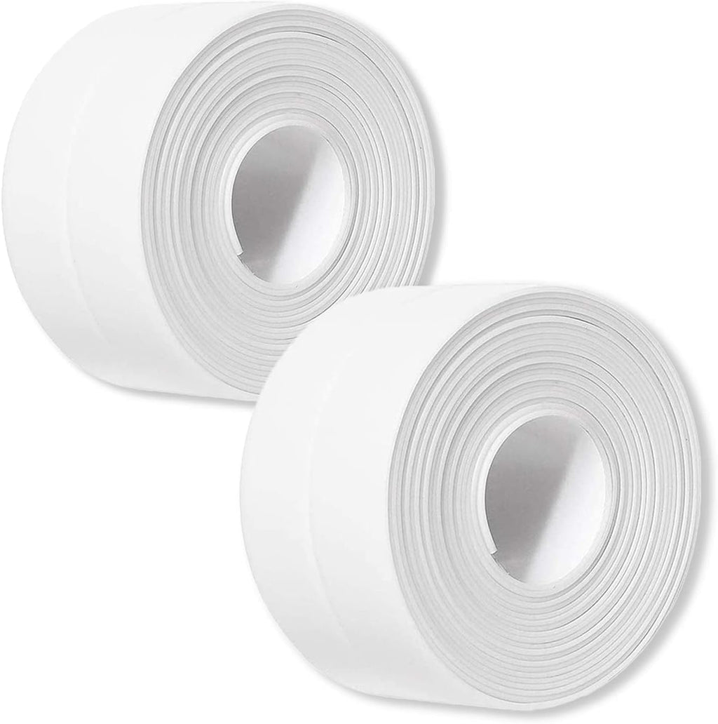 2 Pack Caulk Strip, 1.5" x 10.5Ft PVC Self Adhesive Caulk Tape, Sealing Waterproof Silicone Tape