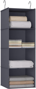 Hanging Closet Organizer, Easy Mount Foldable 4-Shelf Hanging Closet Wardrobe Storage Shelves