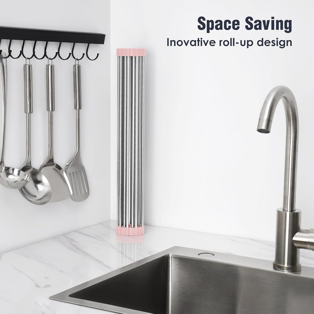 Tomorotec 21" x 15.5" Roll Up Dish Drying Rack Over Sink Drying Rack Sink Cover Kitchen Sink