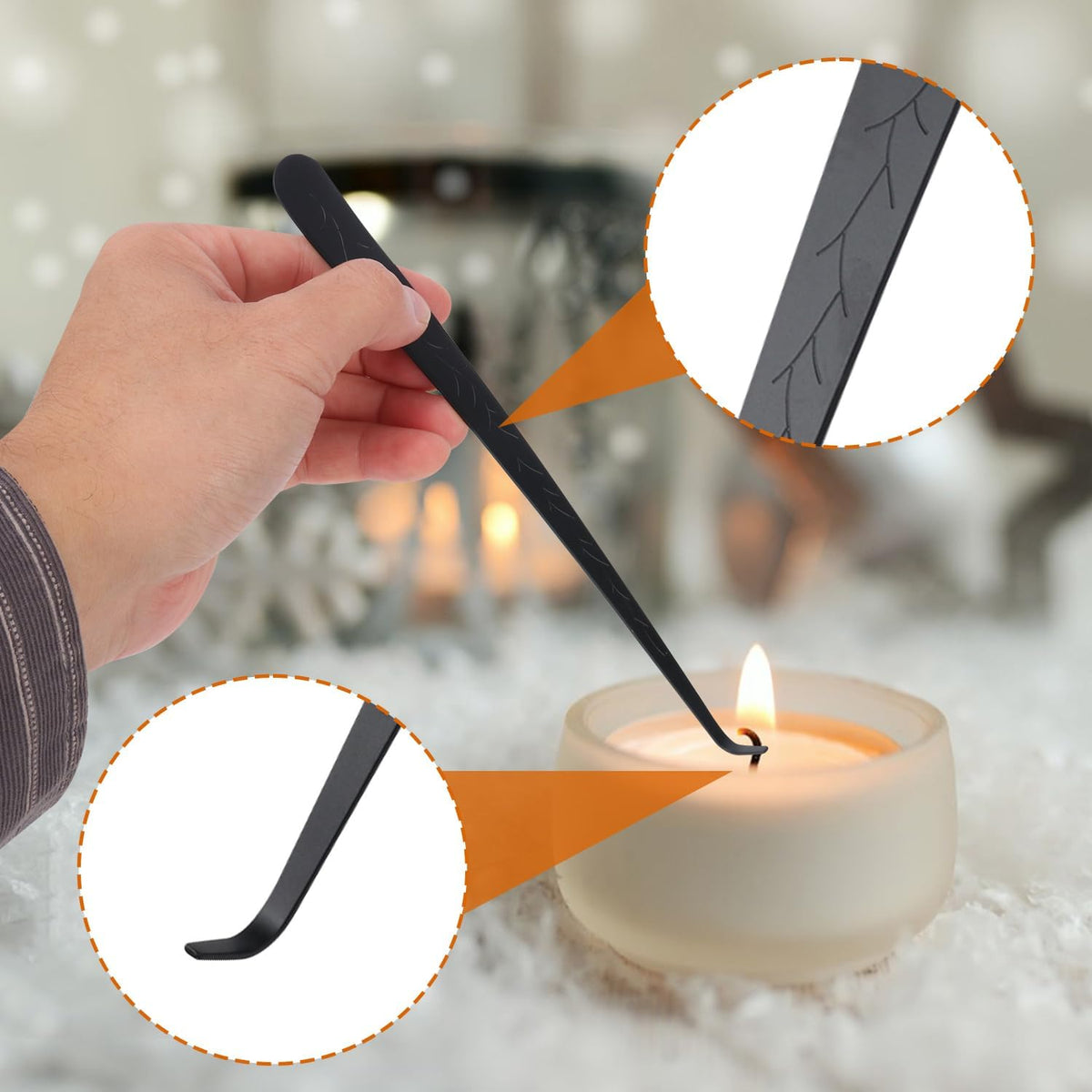 4 in 1 Candle Accessory Set with Storage Tray Plate, Premium Candle Wick Trimmer, Candle Snuffer