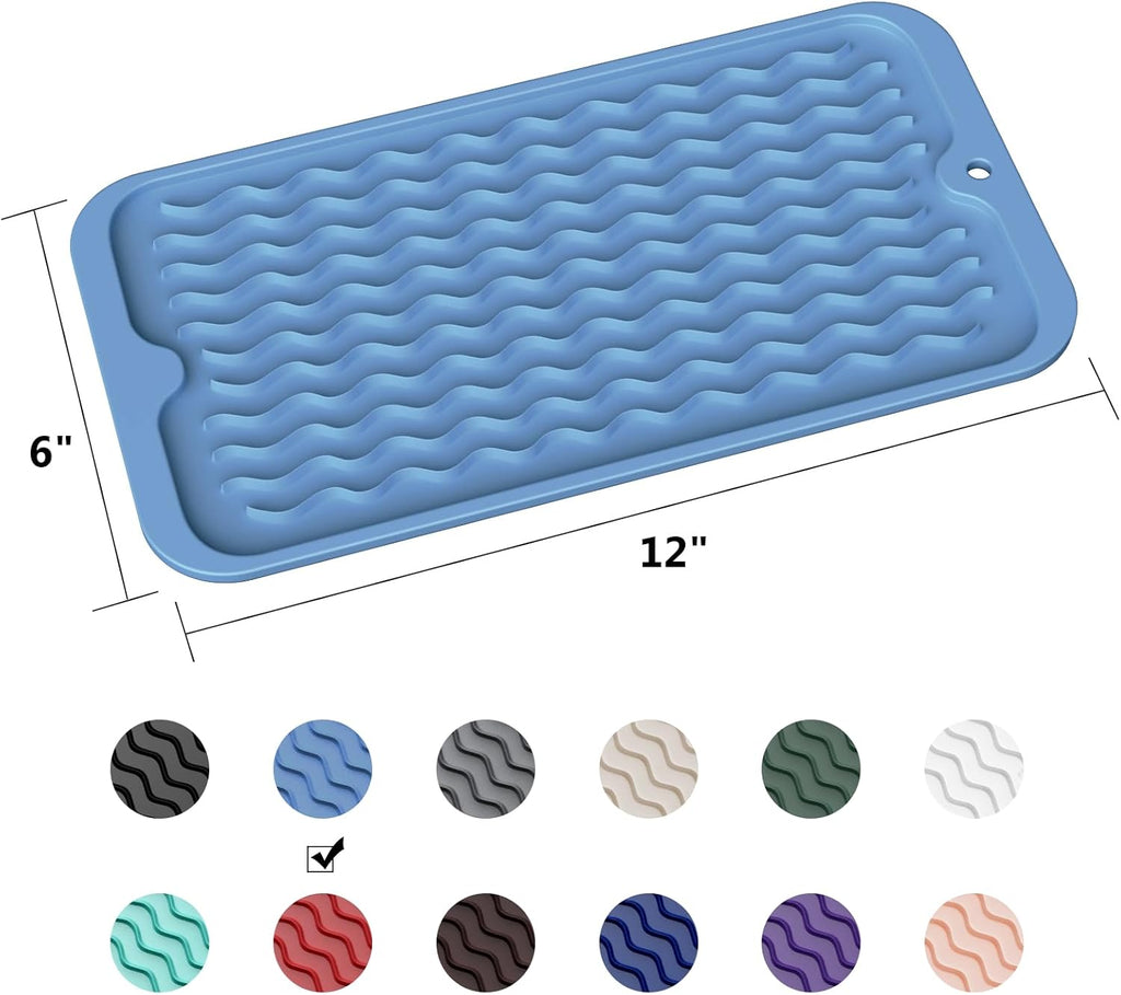 ZLR Silicone Dish Drying Mat for Kitchen Counter, Eco-Friendly Fast Dry Dish Mat, Easy Clean Multi