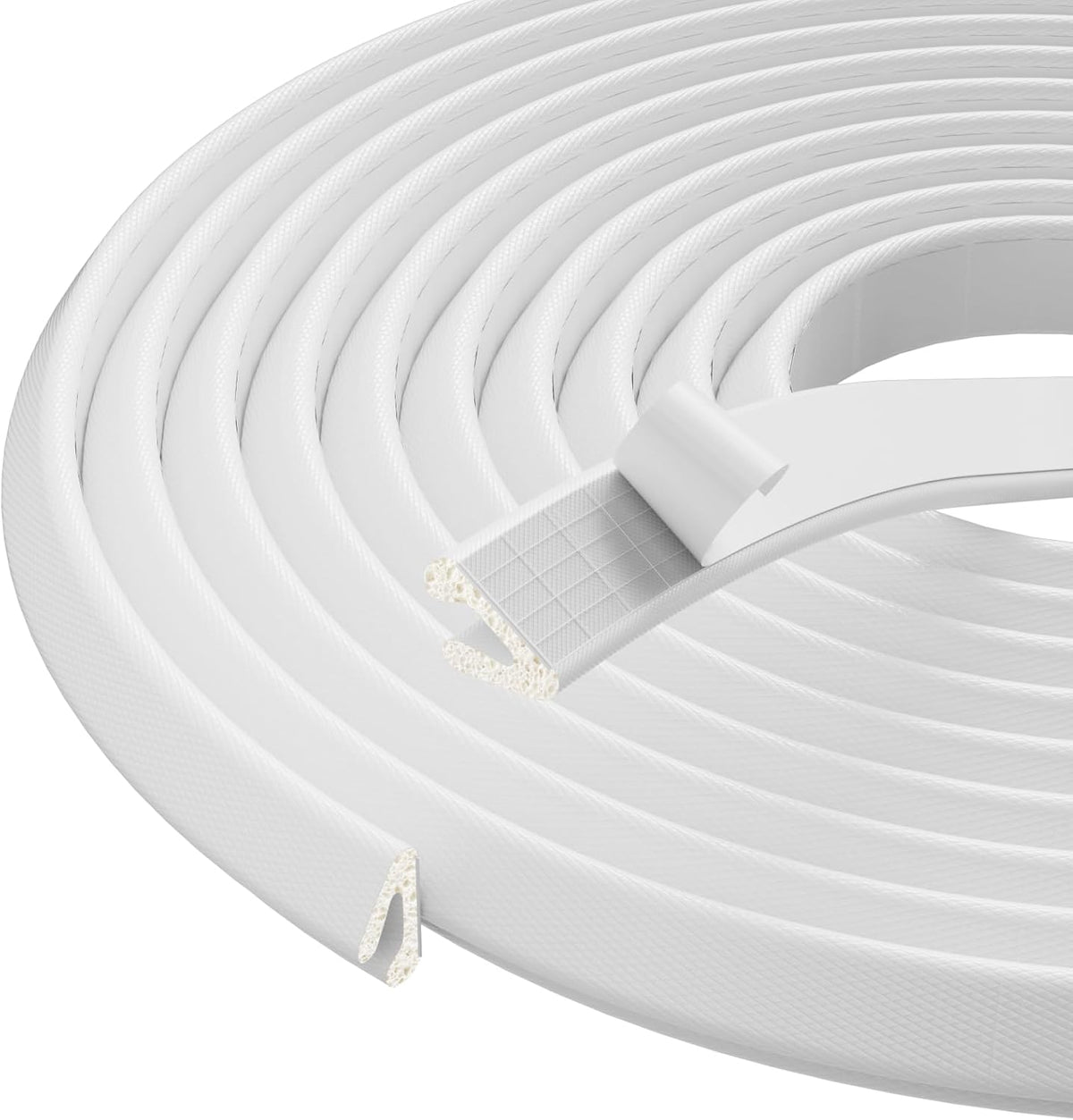 V Shape Foam Weather Stripping Door Frame Seal Strip 19.7FT White, Draft Stopper, Insulation